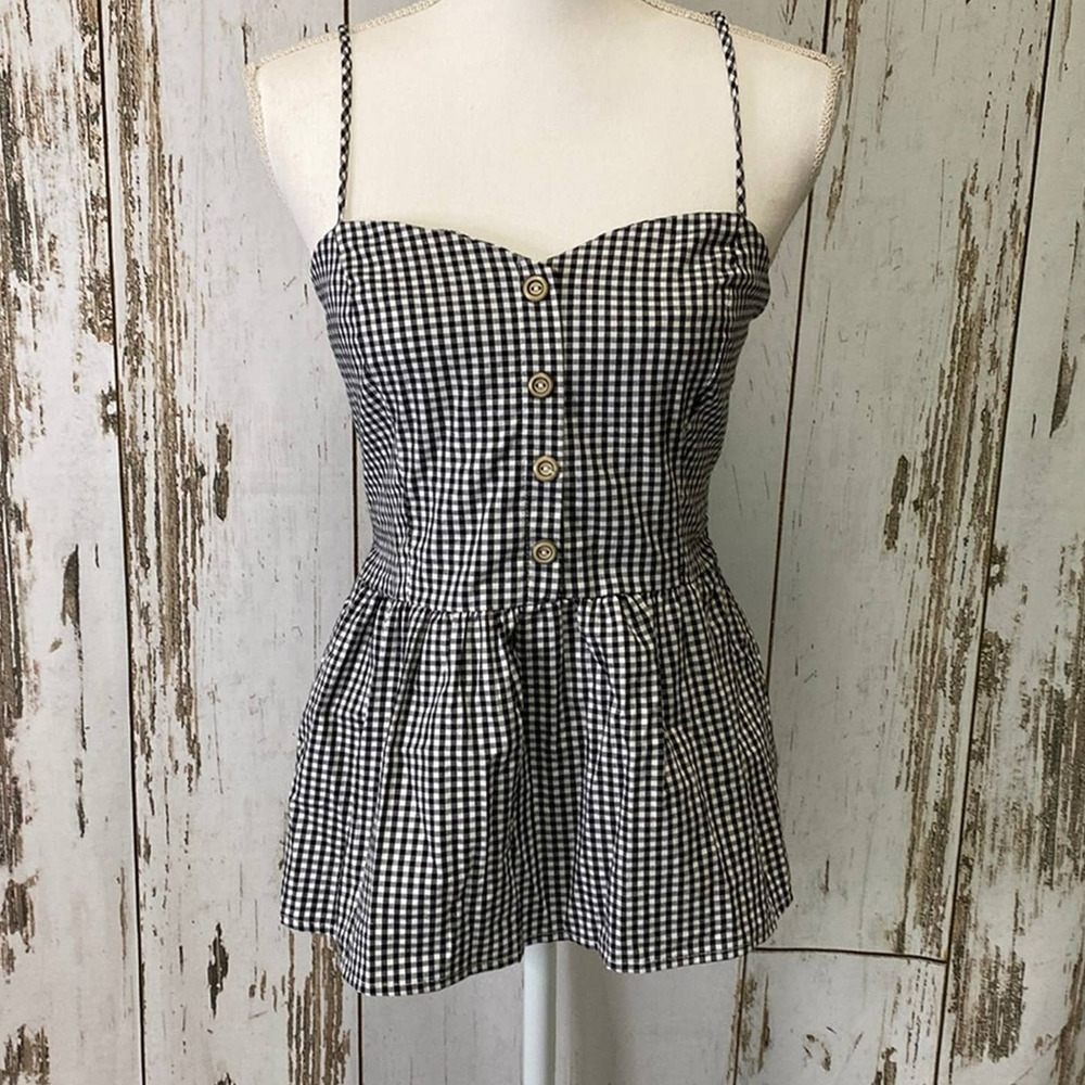 Potter's Pot Black and White Gingham Check Blouse - Picture 2 of 5